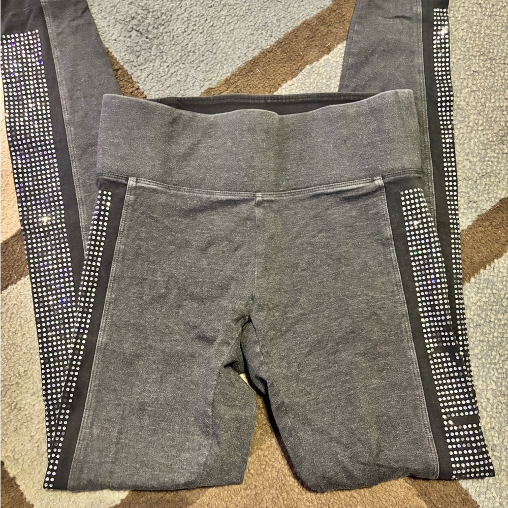 PINK Victoria's Secret Gray Leggings with Sparkling Accents